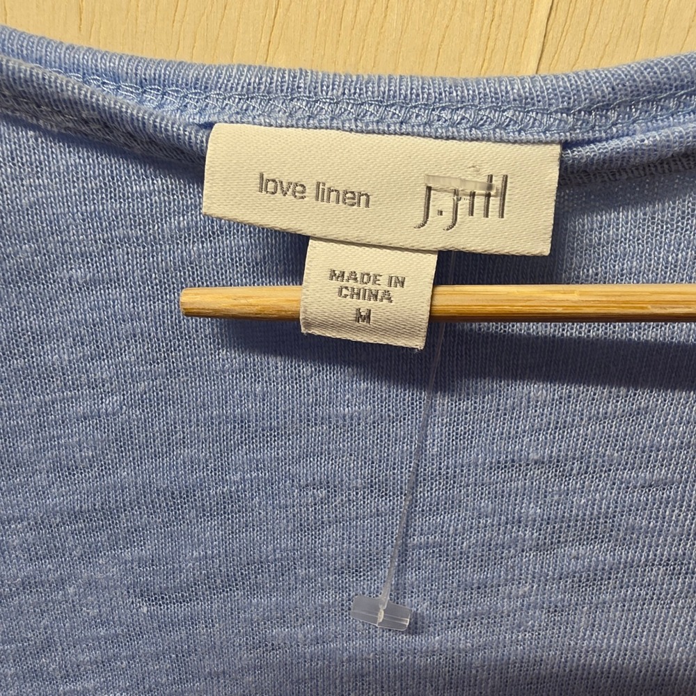 J. Jill Love Linen Blue Layered Hem Long Sleeve Top Medium Side Button Detail - Picture 5 of 16